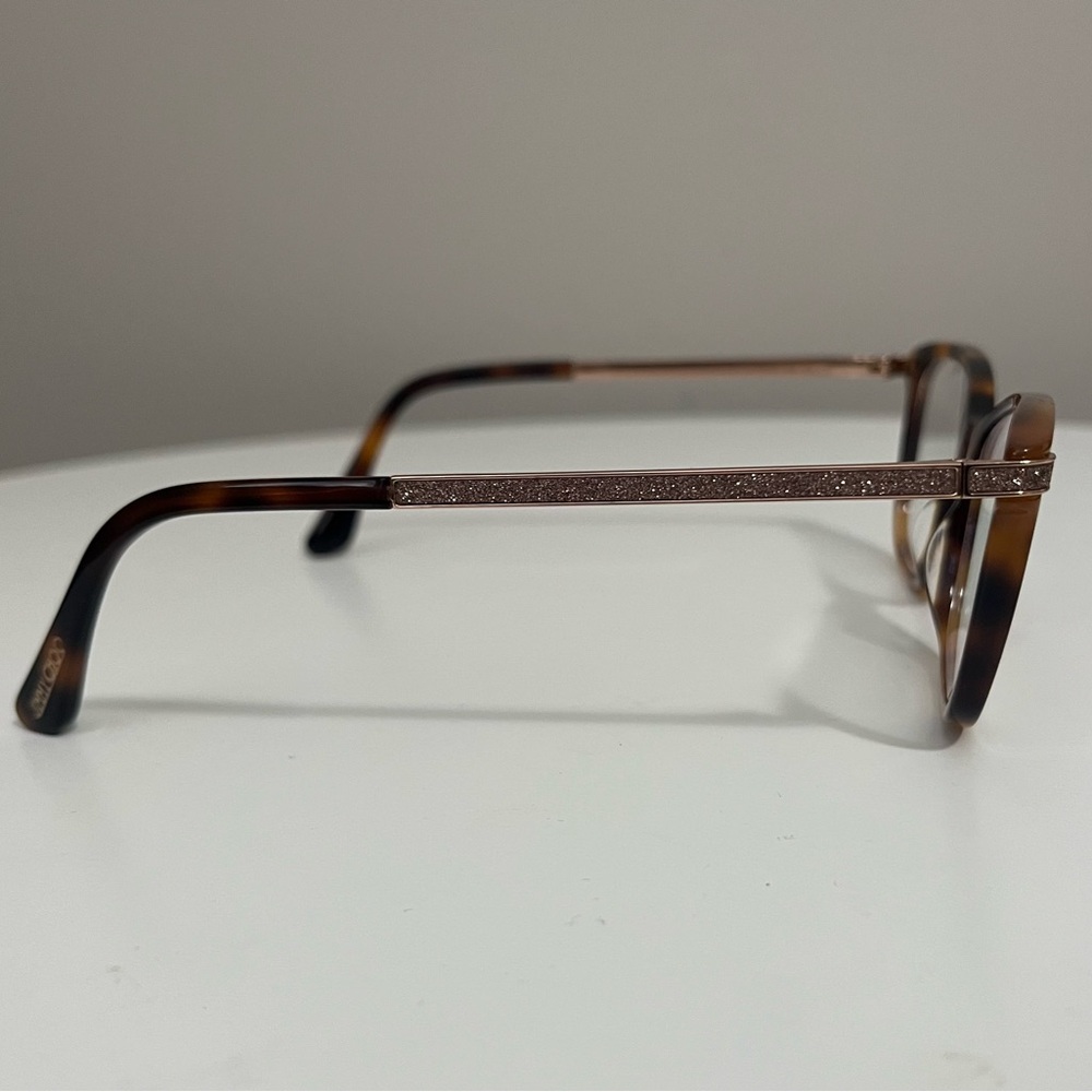 Jimmy Choo Glitter Embellished Cat Eye Prescription Brown Eye Glasses - Picture 3 of 11